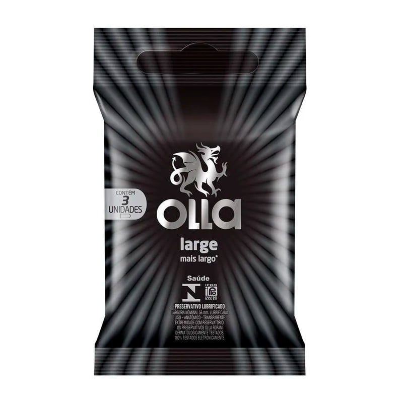Preservativo Largo com 56 mm - Olla Large | 3 Unidades - 1